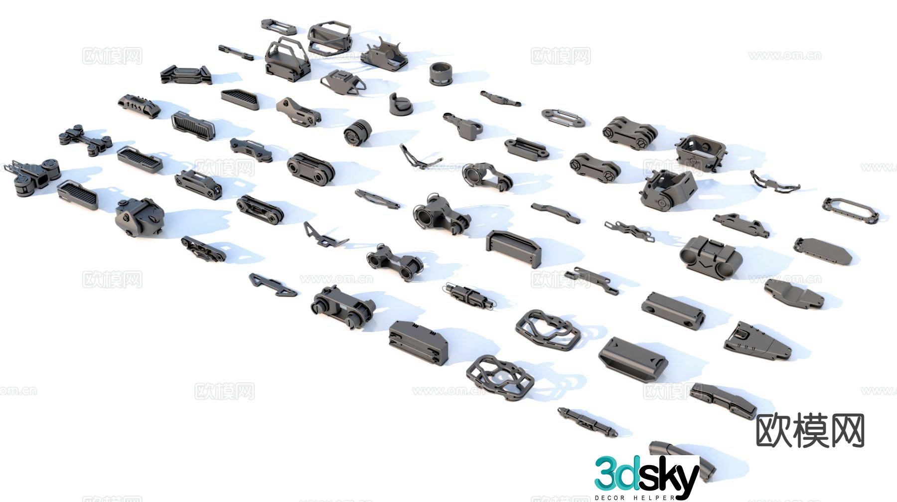 Hard surface parts Mechanical parts Industrial equipment 3d model