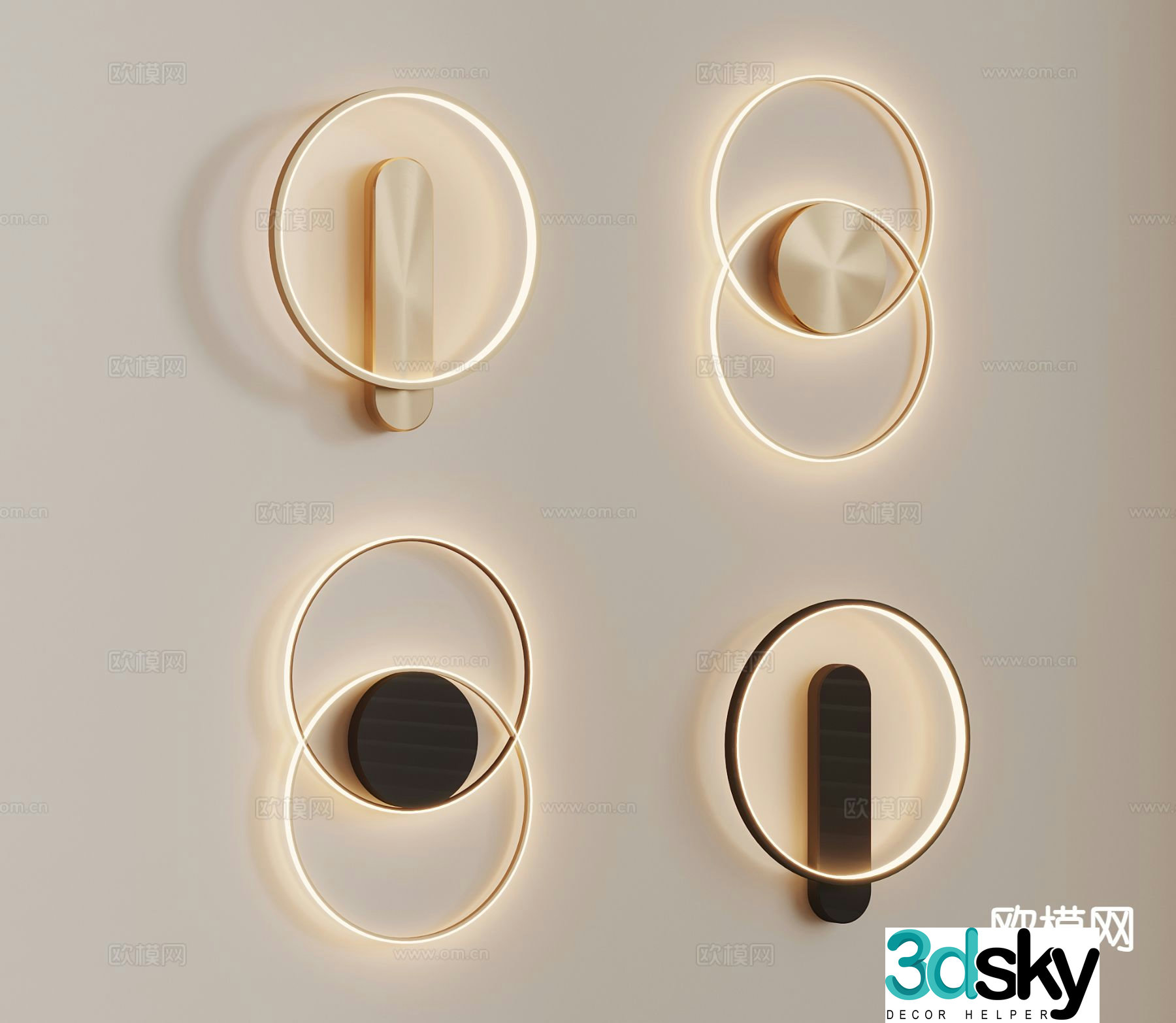 Light luxury wall lamp bedside wall lamp round wall lamp 3D model