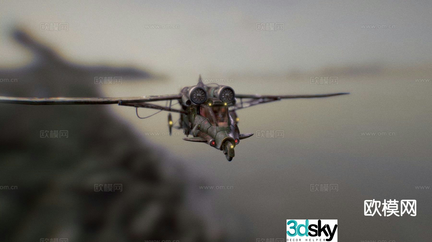 military aircraft helicopter bomber 3d model