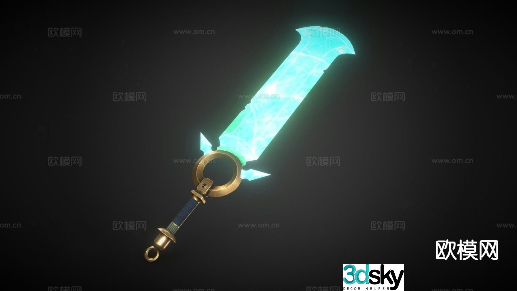 Magic crystal sword game weapon 3d model