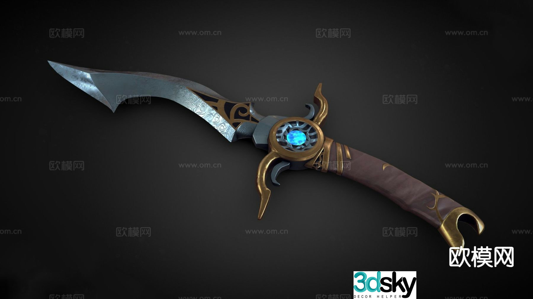 Diamond dagger short knife 3d model