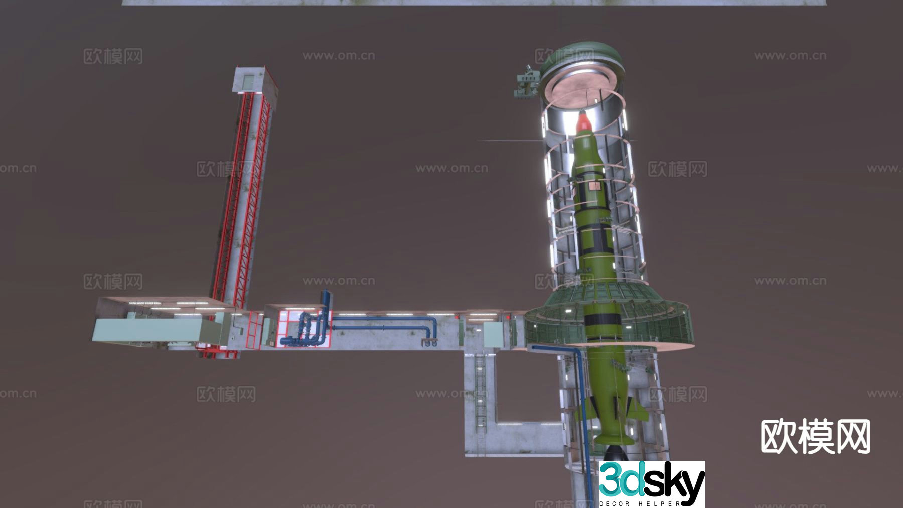 underground rocket weapon missile 3d model