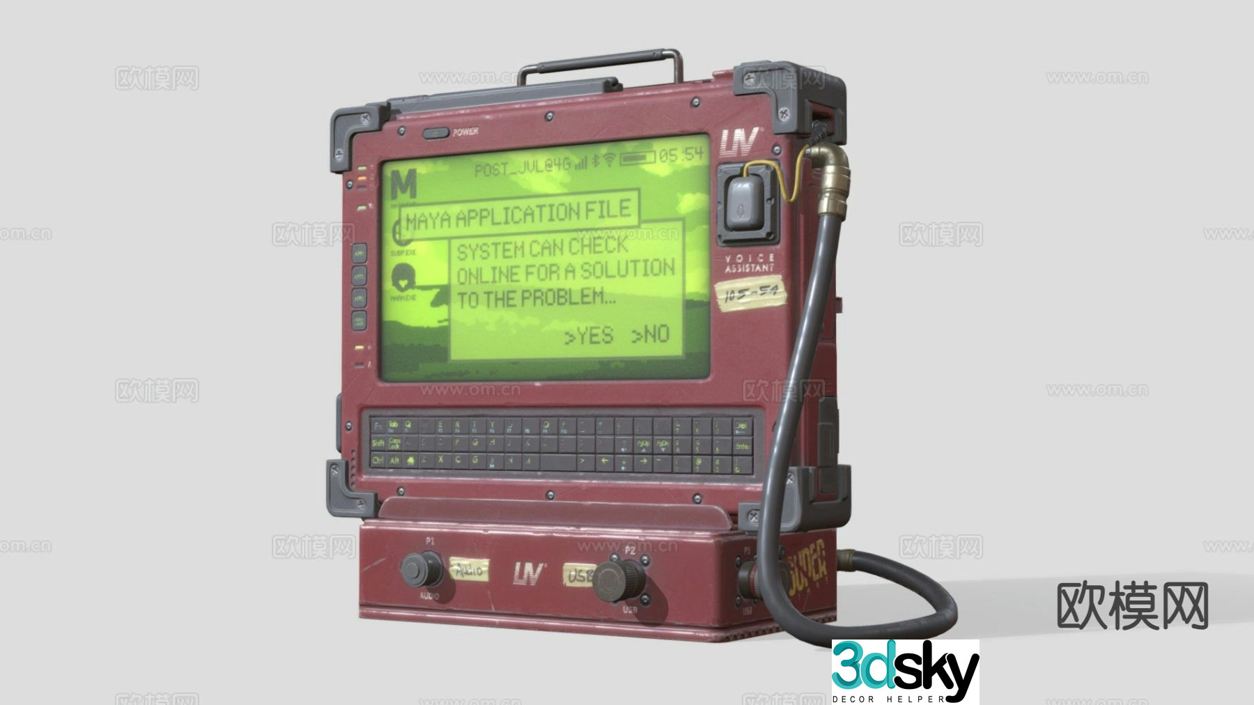Custom military grade tablet 3d model