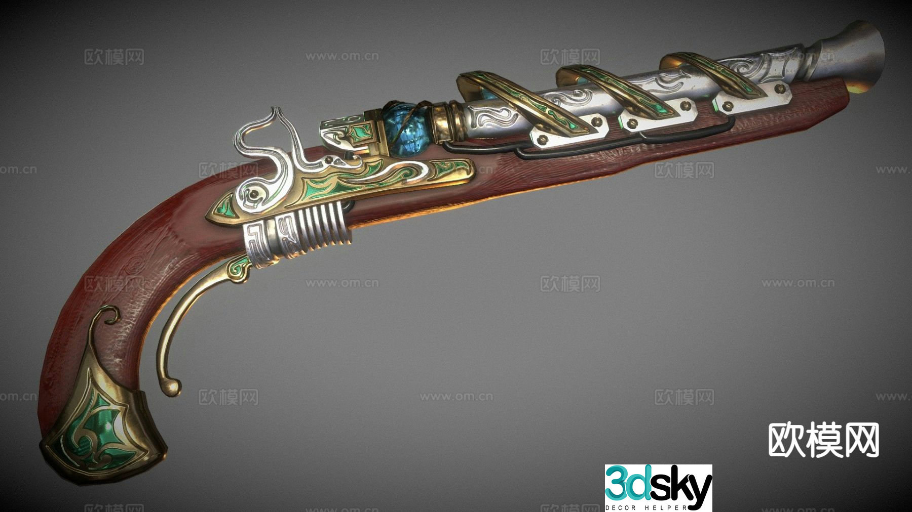 Roll lock steampunk pistol 3d model