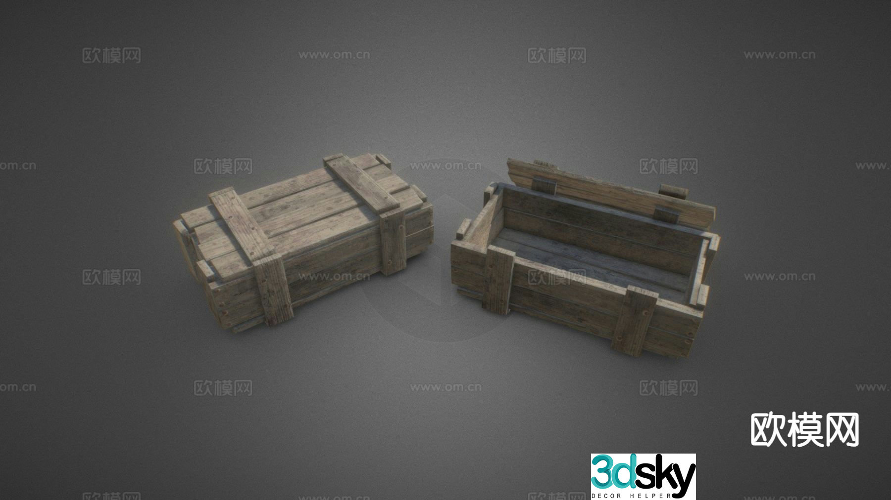 wooden box wooden box cargo box ammunition box 3d model