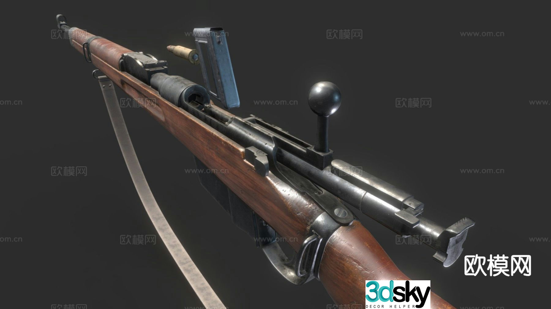 vintage rifle gun firearm weapon 3d model
