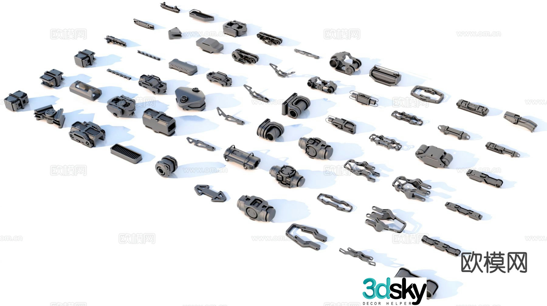 Hard surface parts Mechanical parts Industrial equipment 3d model