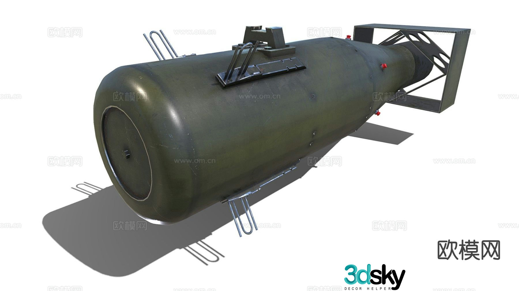 World War II atomic bomb running shell missile 3d model