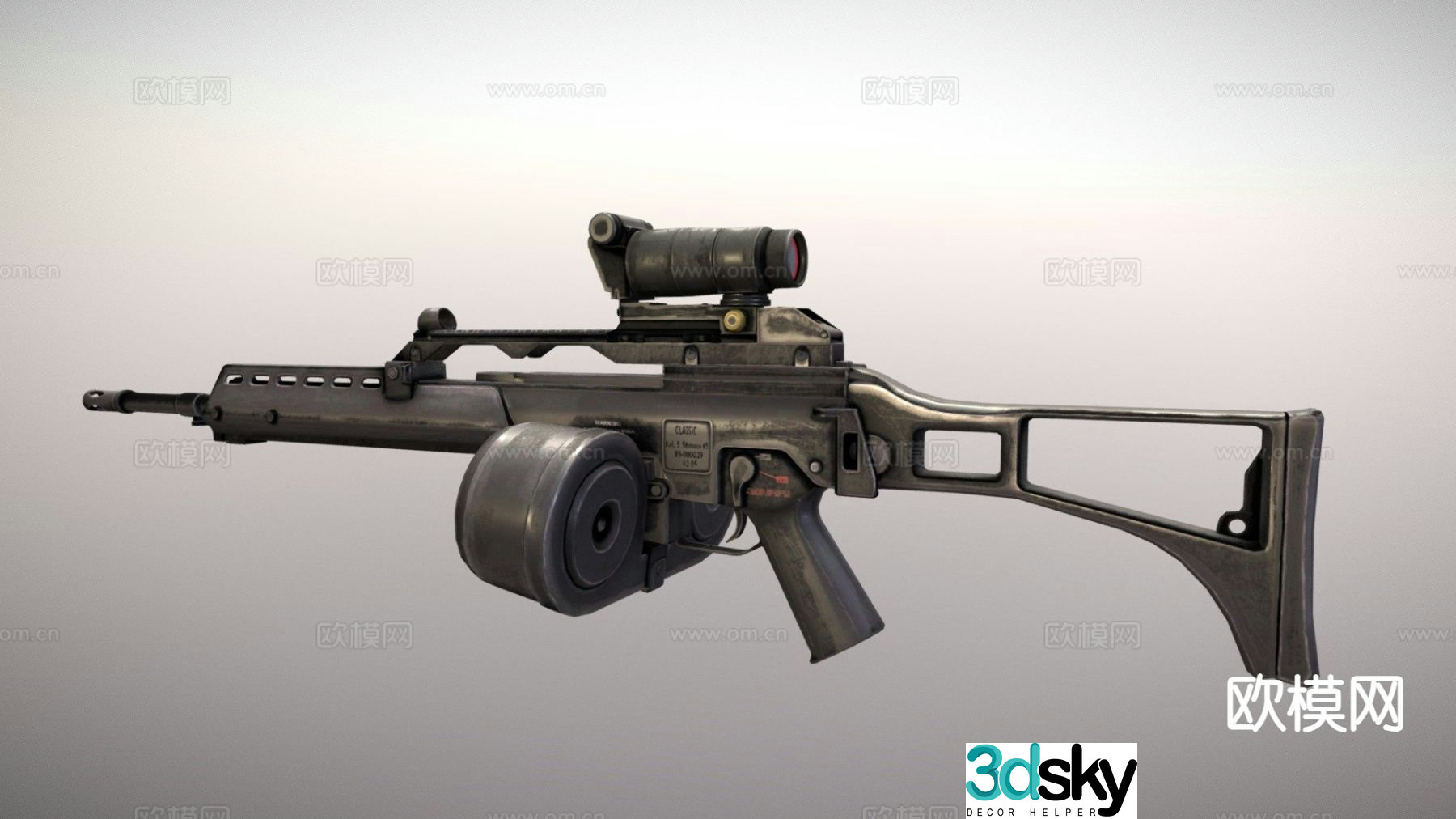 light machine gun gun firearm 3d model
