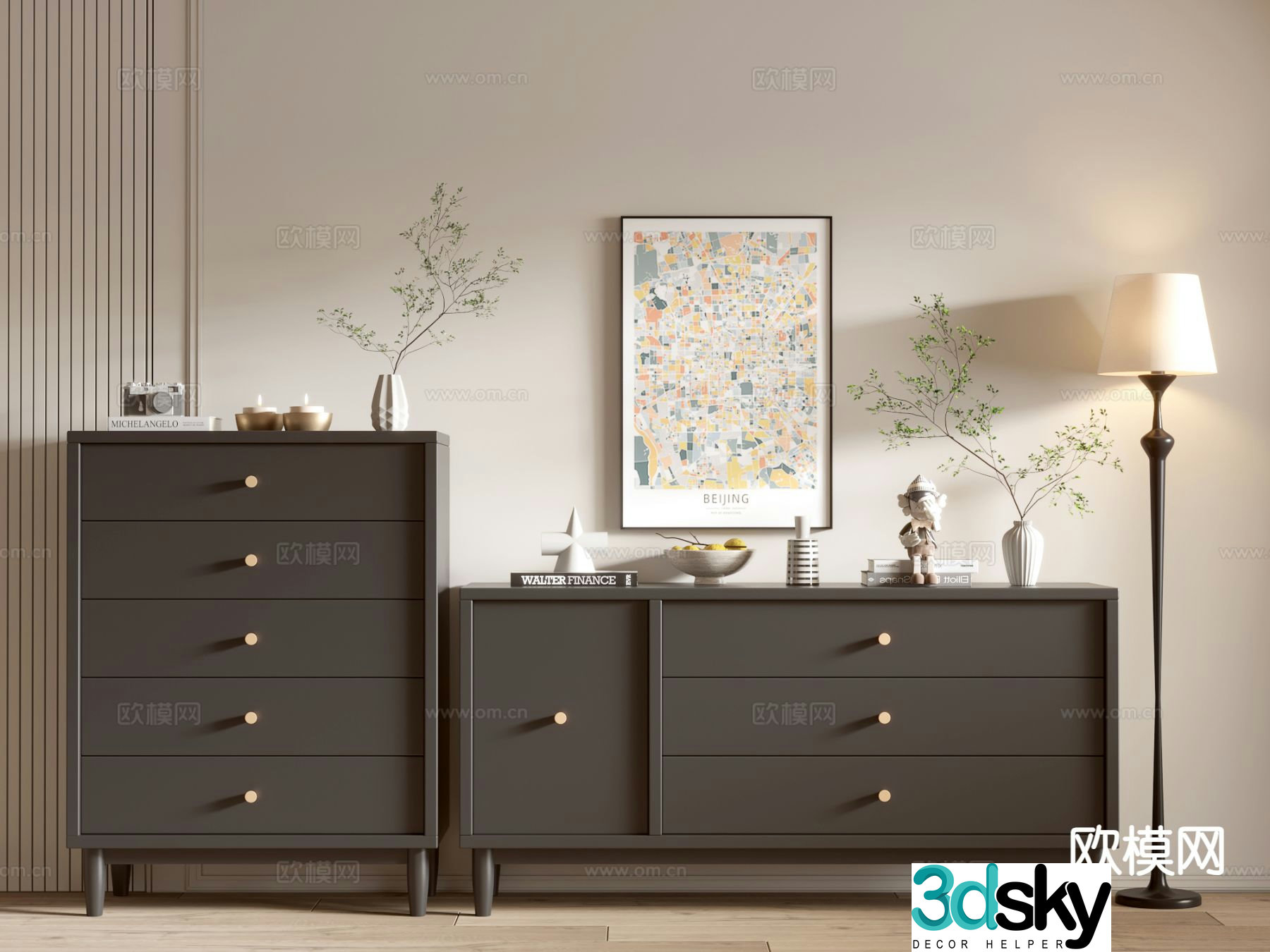 French chest of drawers 3D model