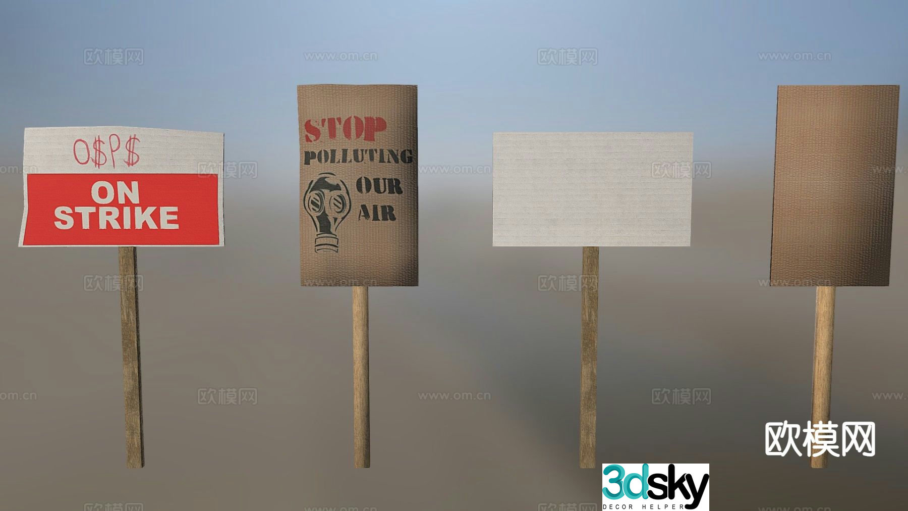protest sign signage 3d model
