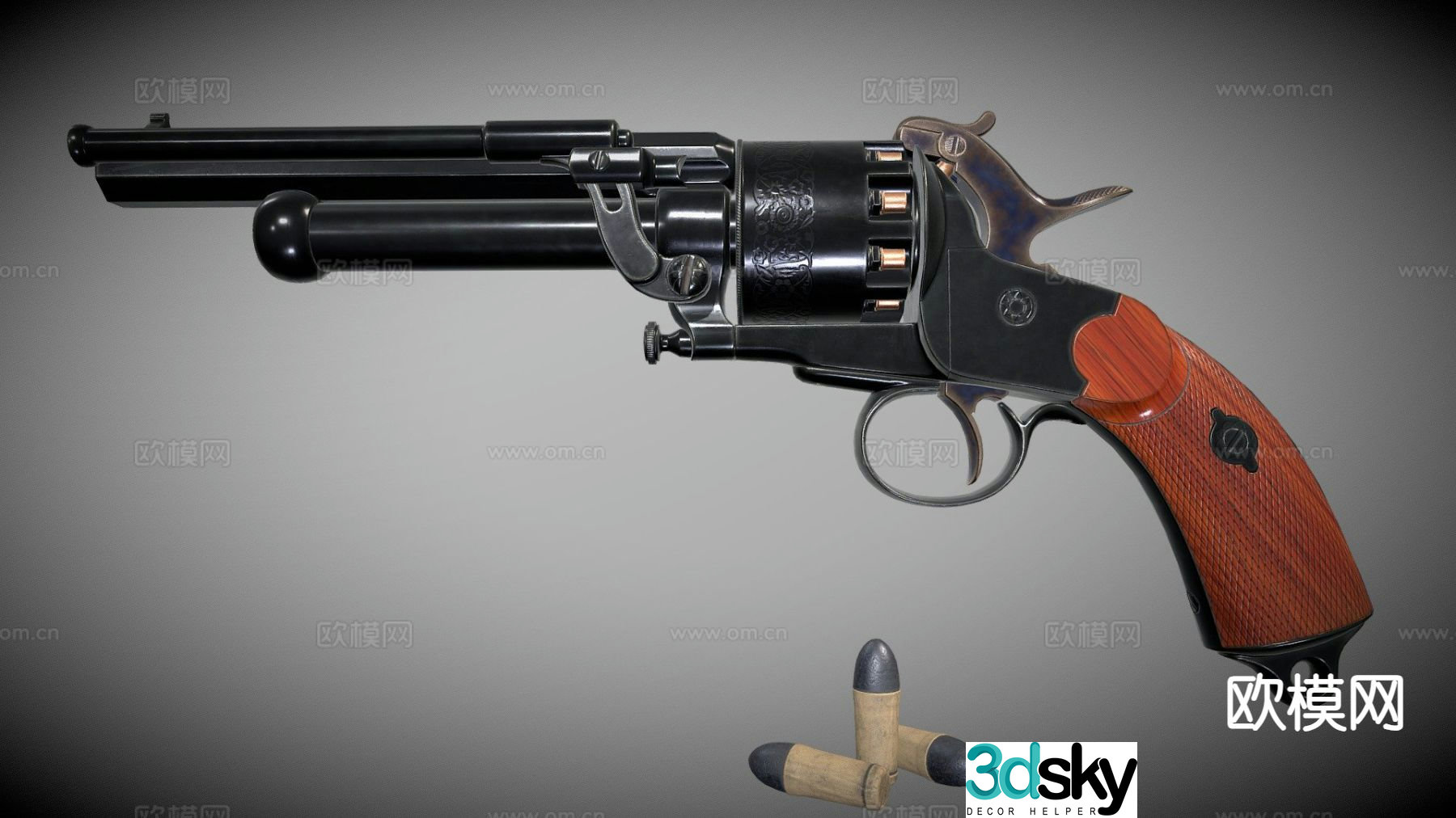 revolver gun firearm weapon 3d model
