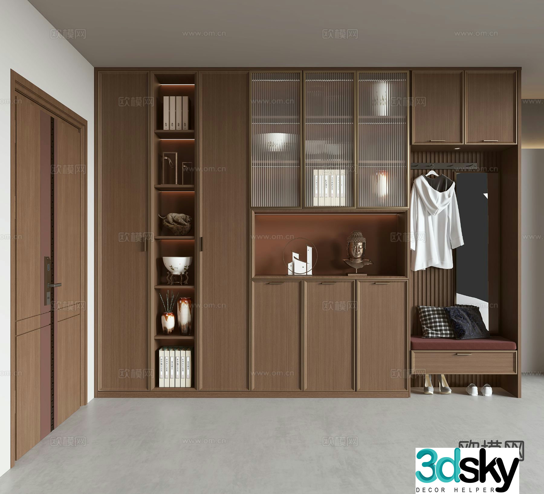New Chinese style entry shoe cabinet entrance shoe cabinet 3D model