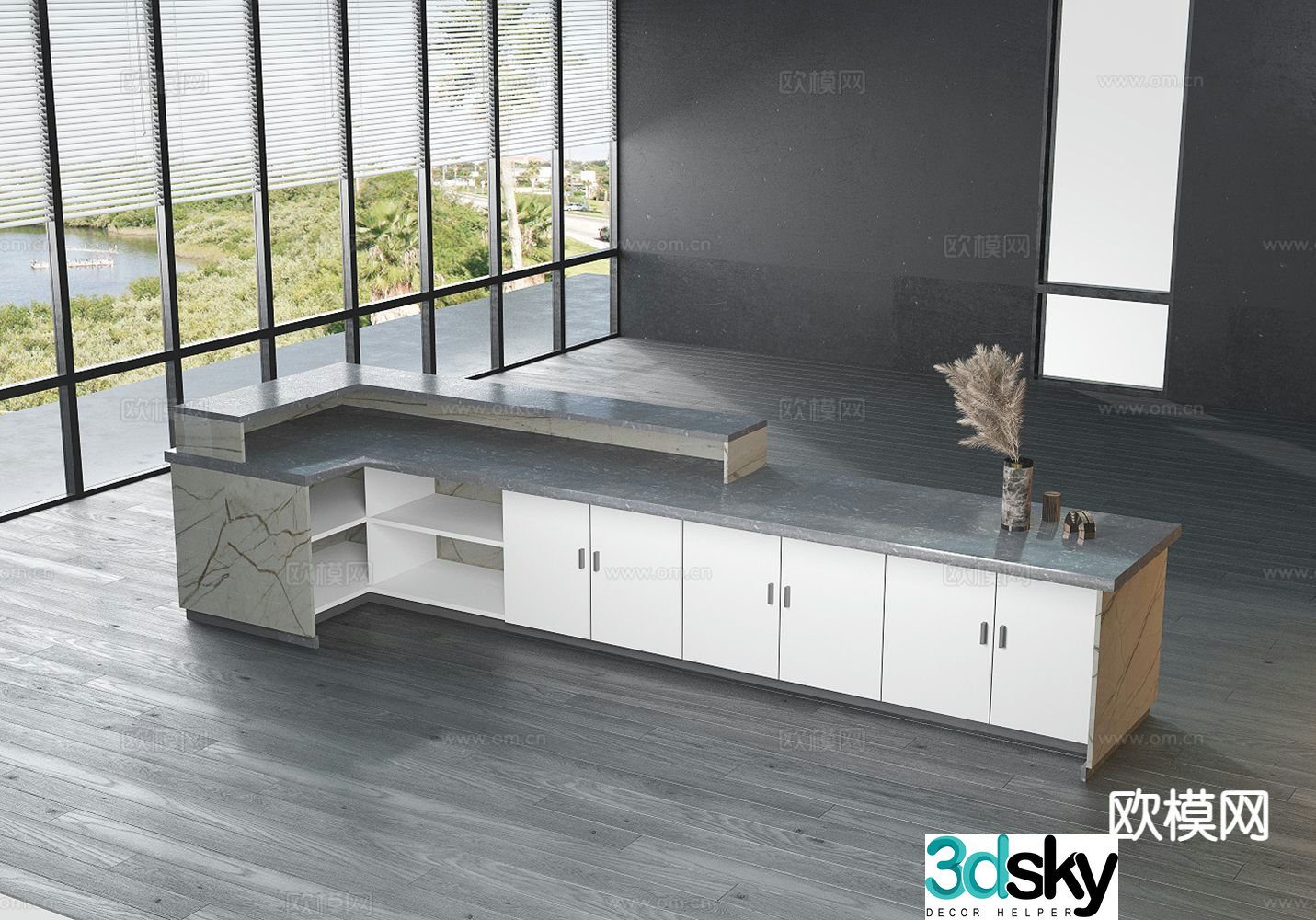 Modern minimalist front desk bar reception desk 3d model