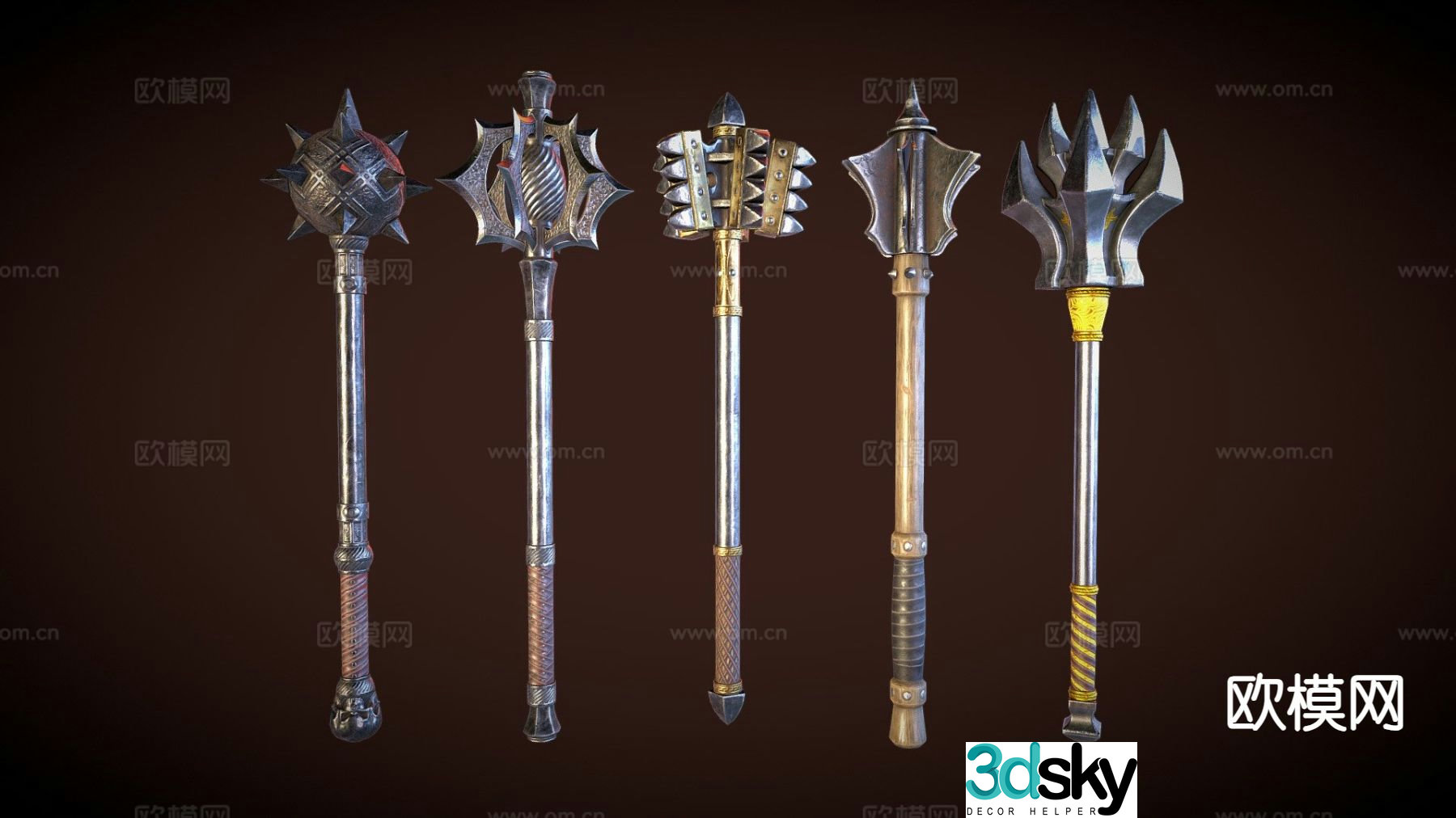 mace pack gaming weapon 3d model