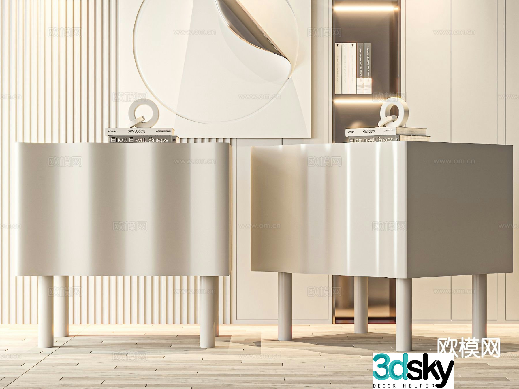 Cream style bedside table 3d model