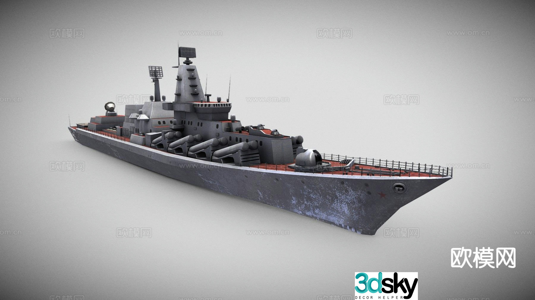 Slava class guided missile cruiser 3d model