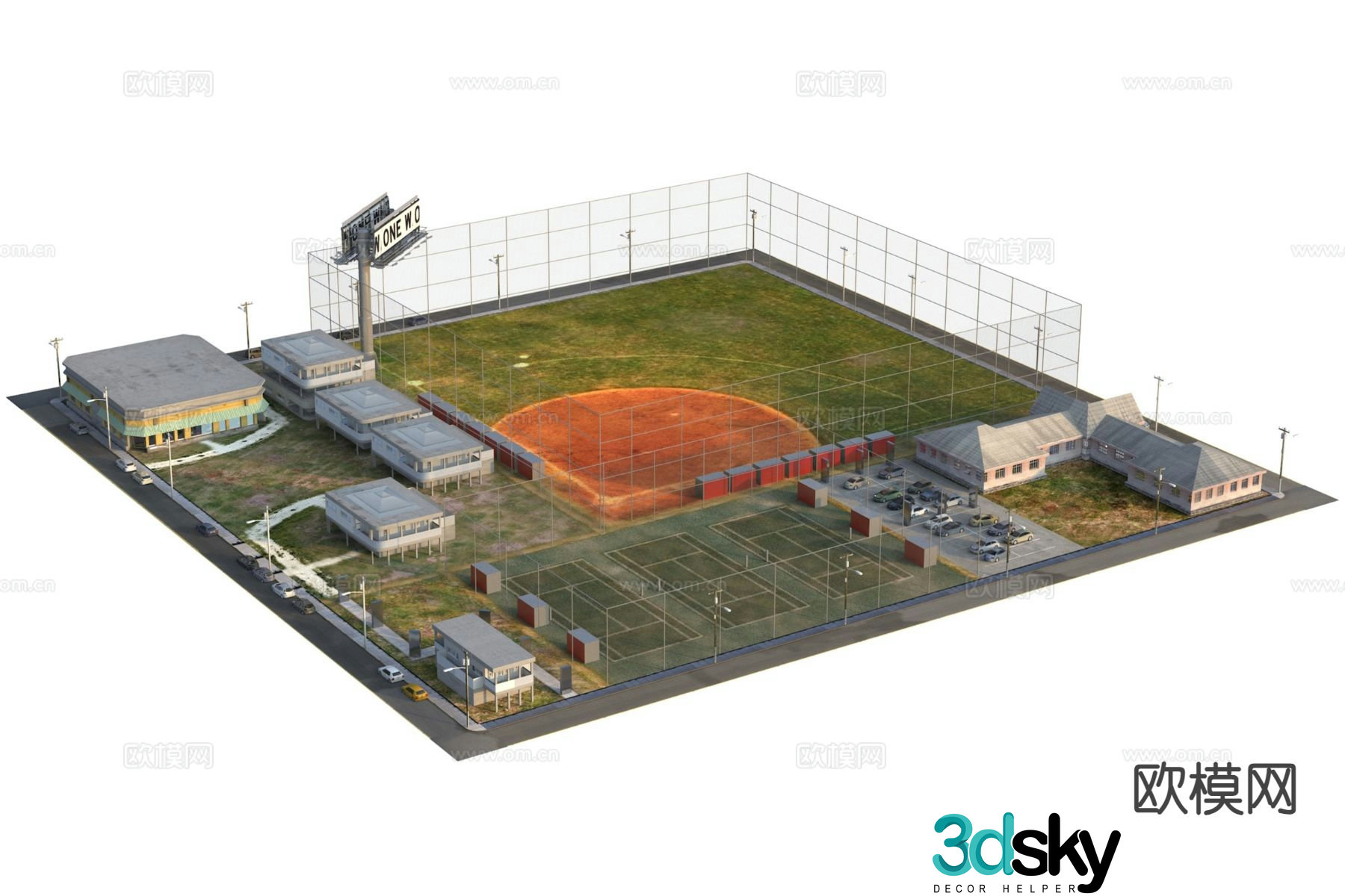 baseball field landscape scene 3d model