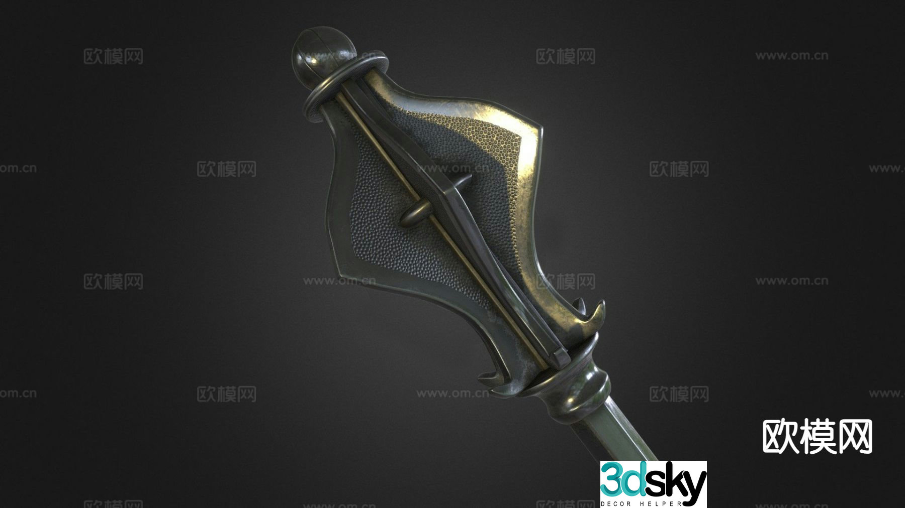 Barbed mace gaming weapon 3d model