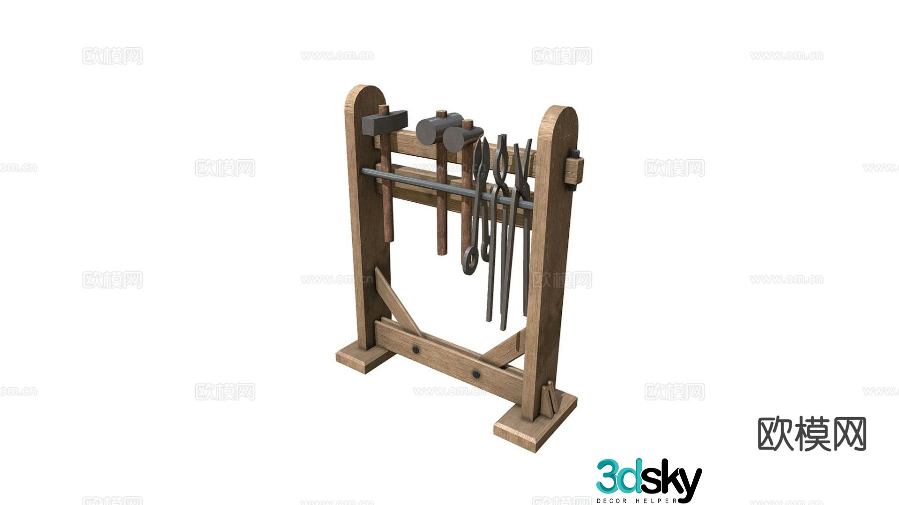 blacksmith tool rack 3d model