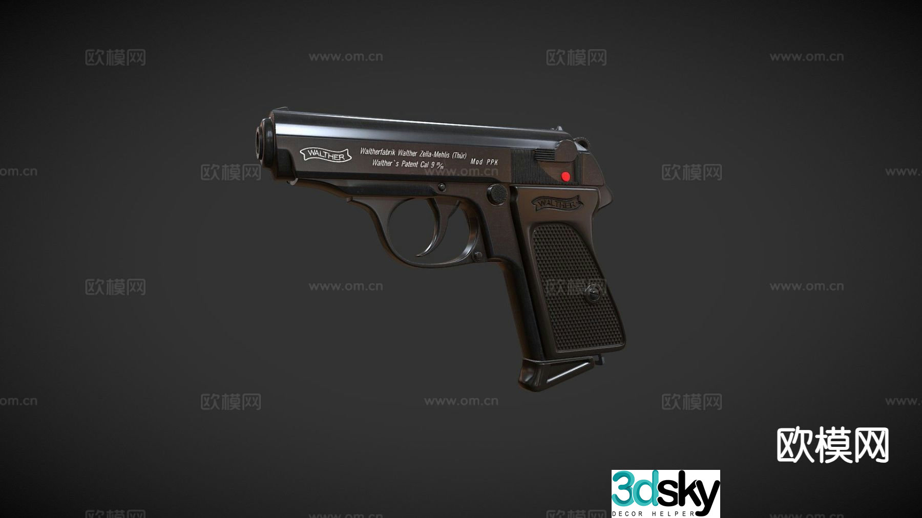 Walter PPK pistol gun firearm 3d model