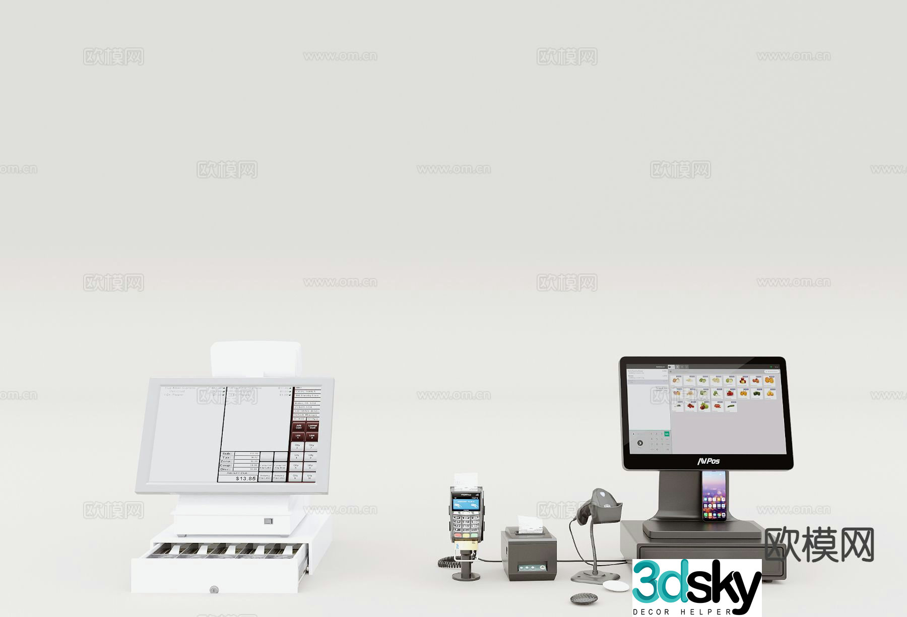 Cash register, code scanner, payment machine, order machine 3D model