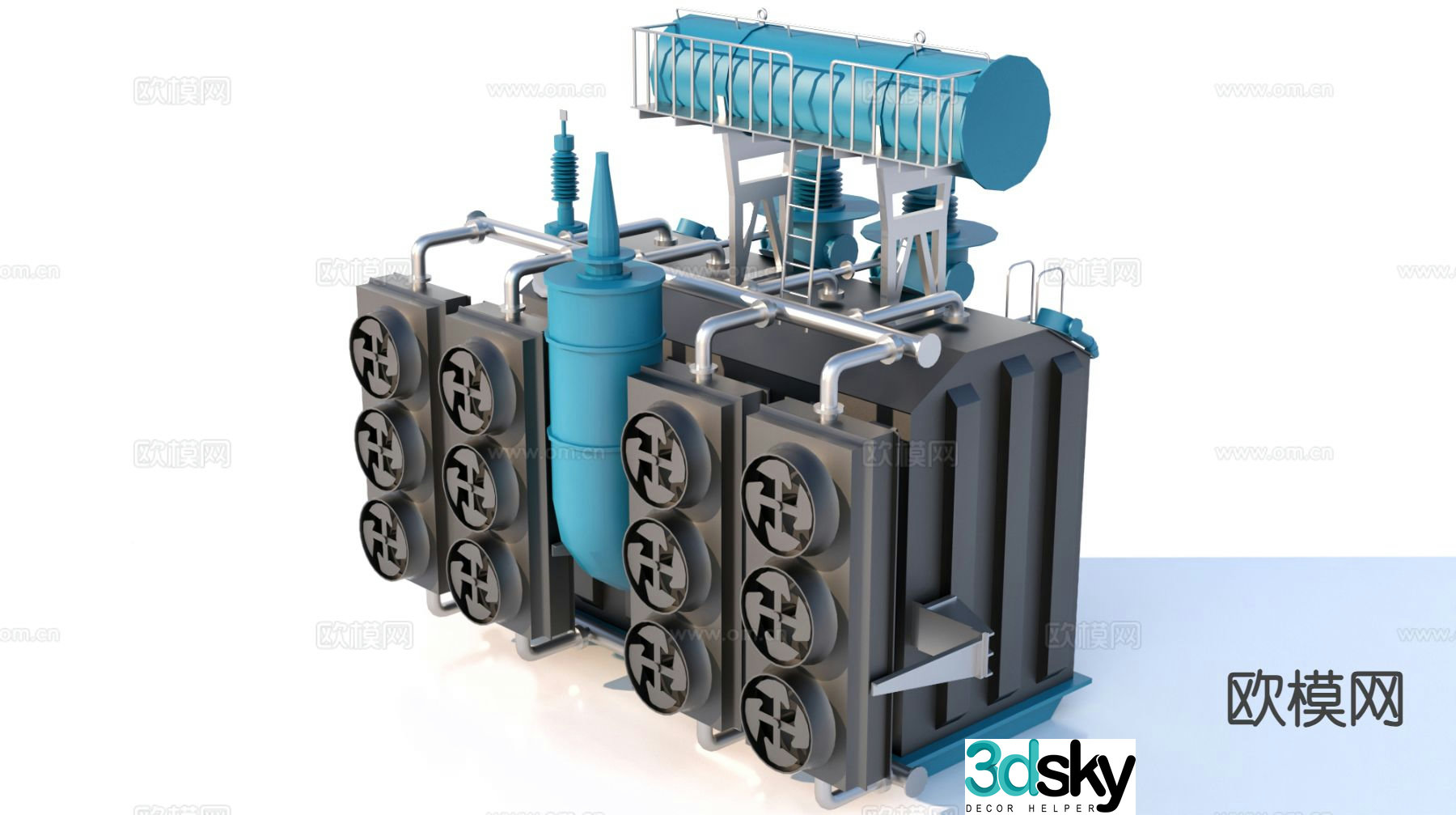 Mechanical industry transmission pipe radiator 3d model