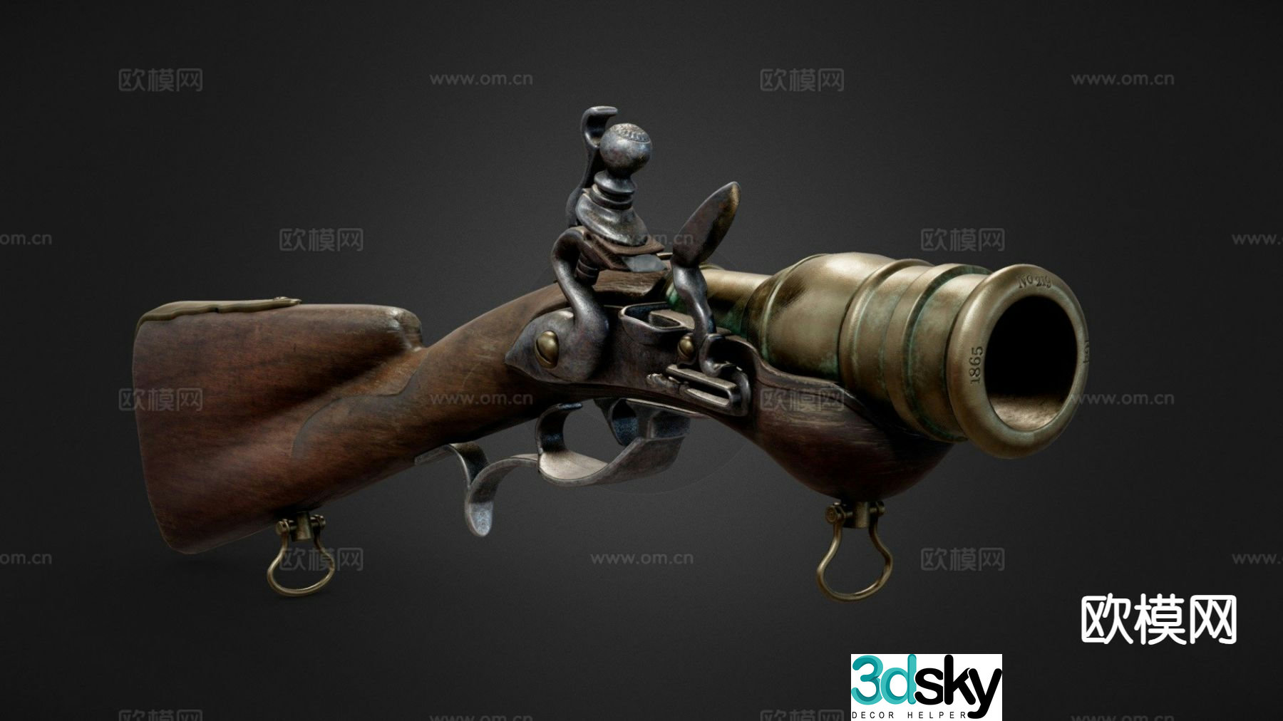 Flintlock grenade launcher 3d model