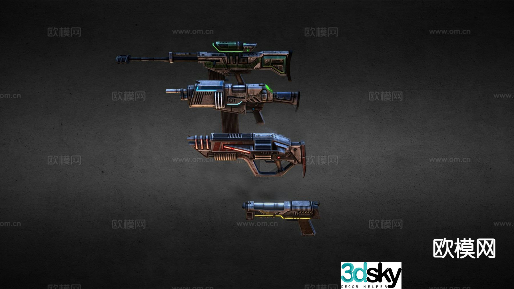 Concept gun pack submachine gun 3d model