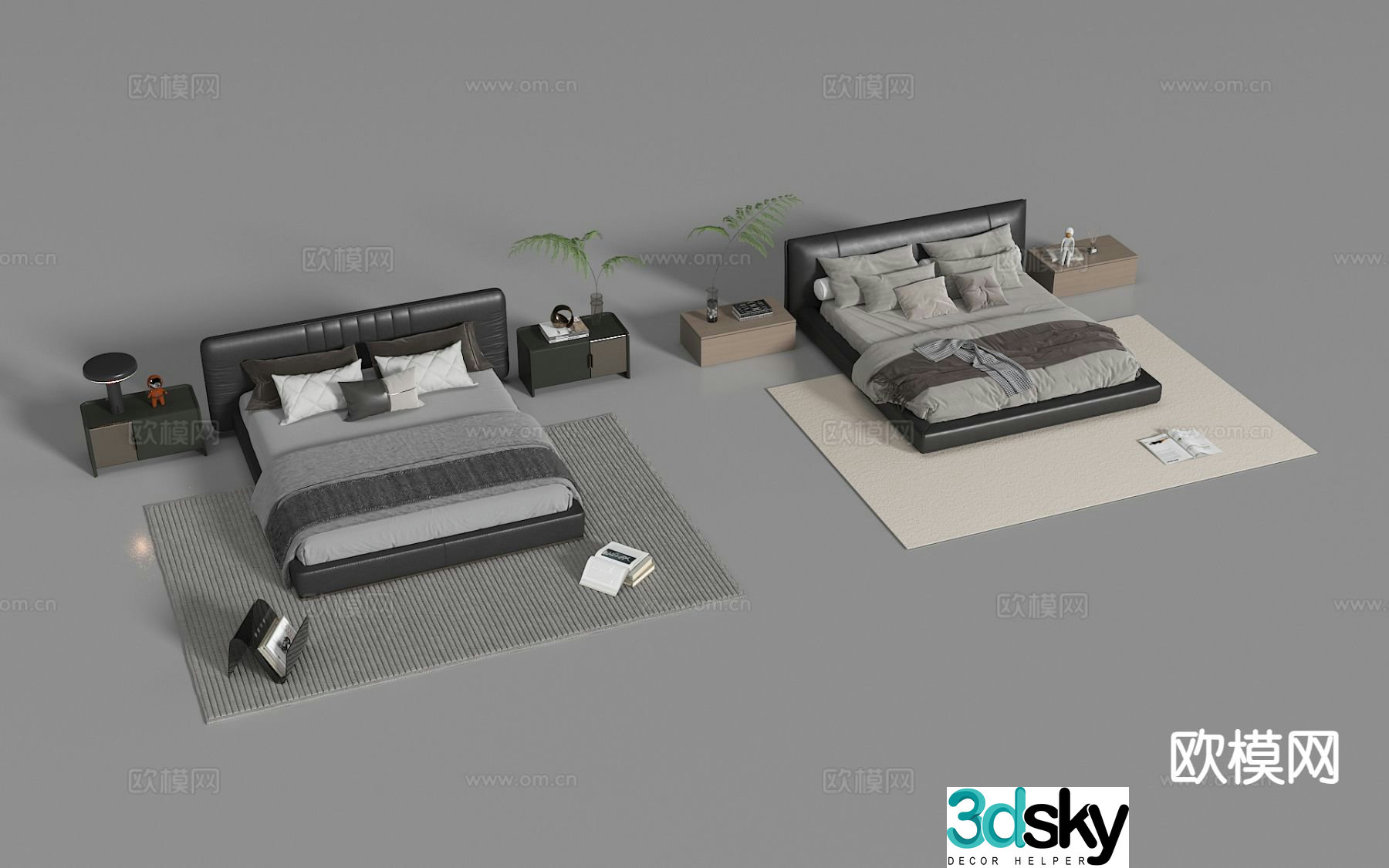 Modern double bed 3d model