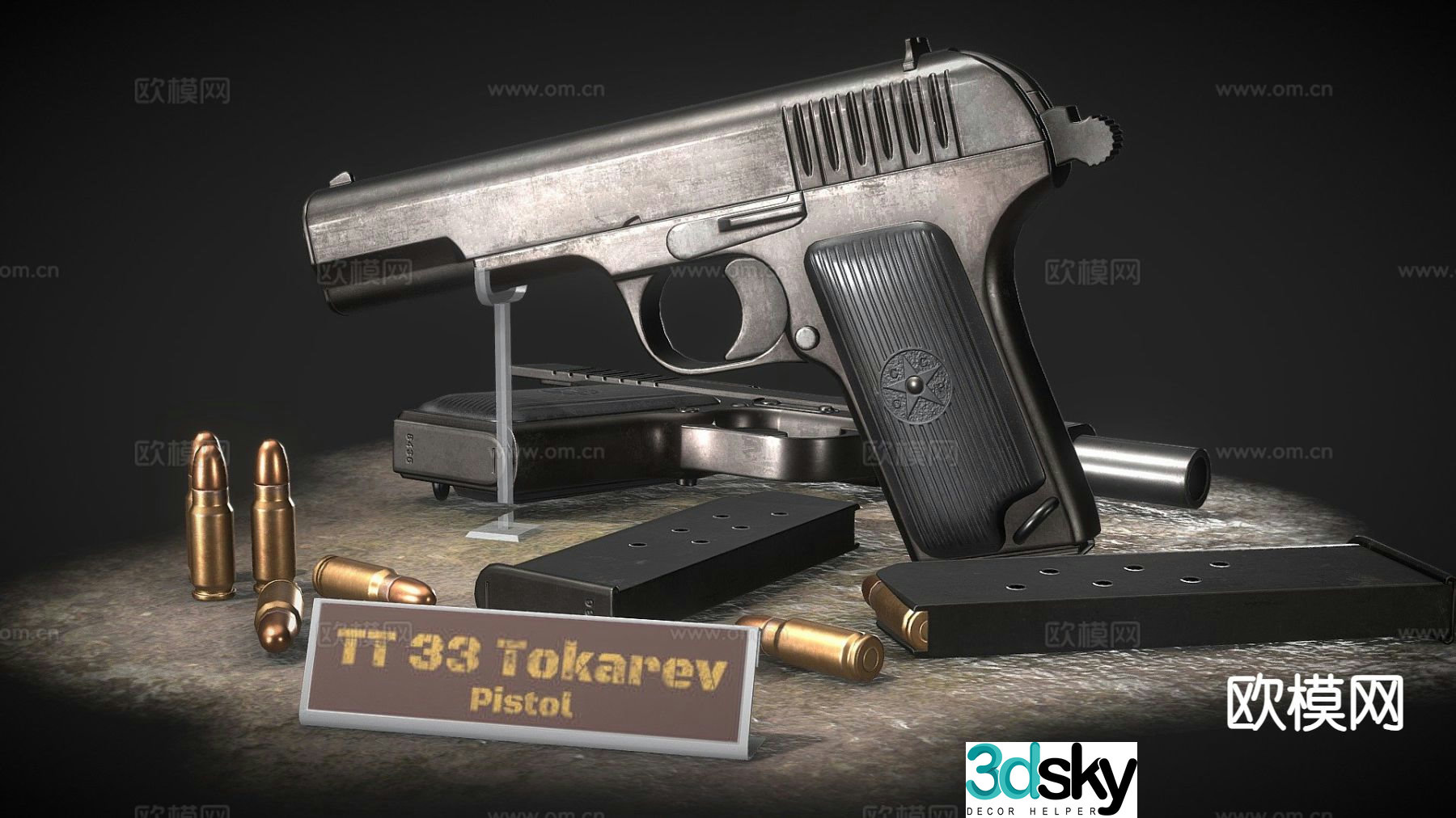 TT33 Tokarev pistol 3d model