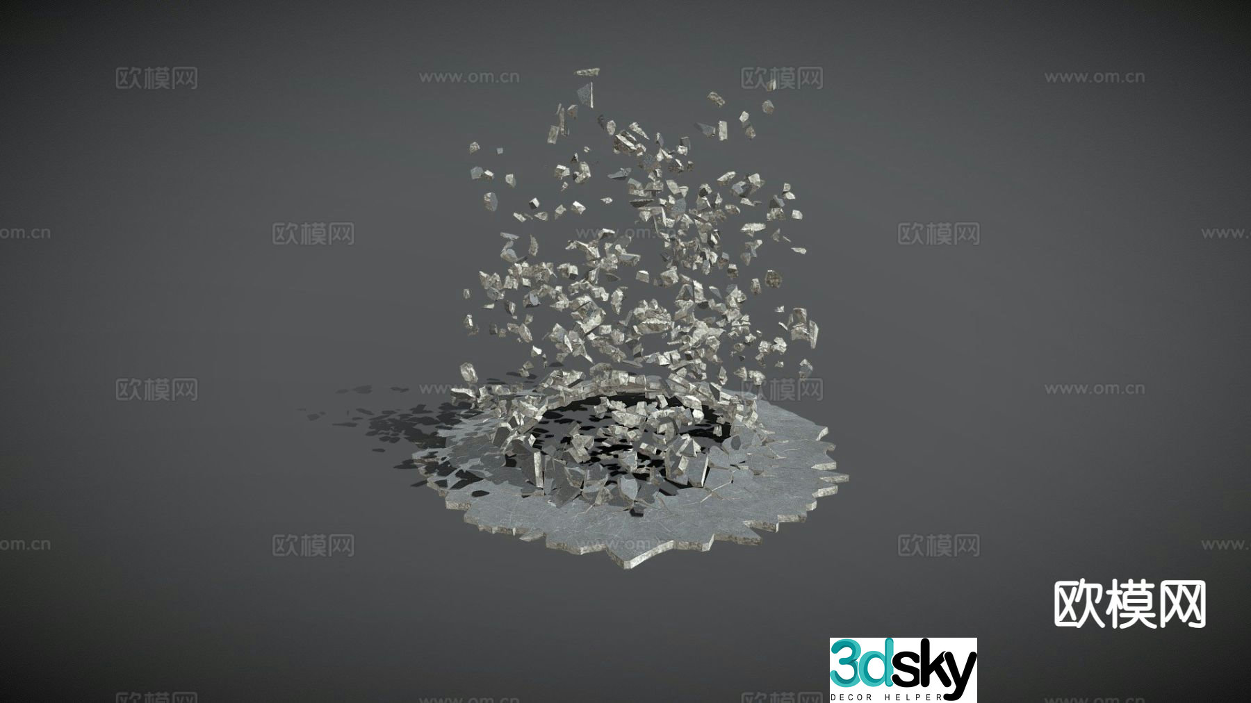 Earth Split Circle Damaged Scene 3D Model