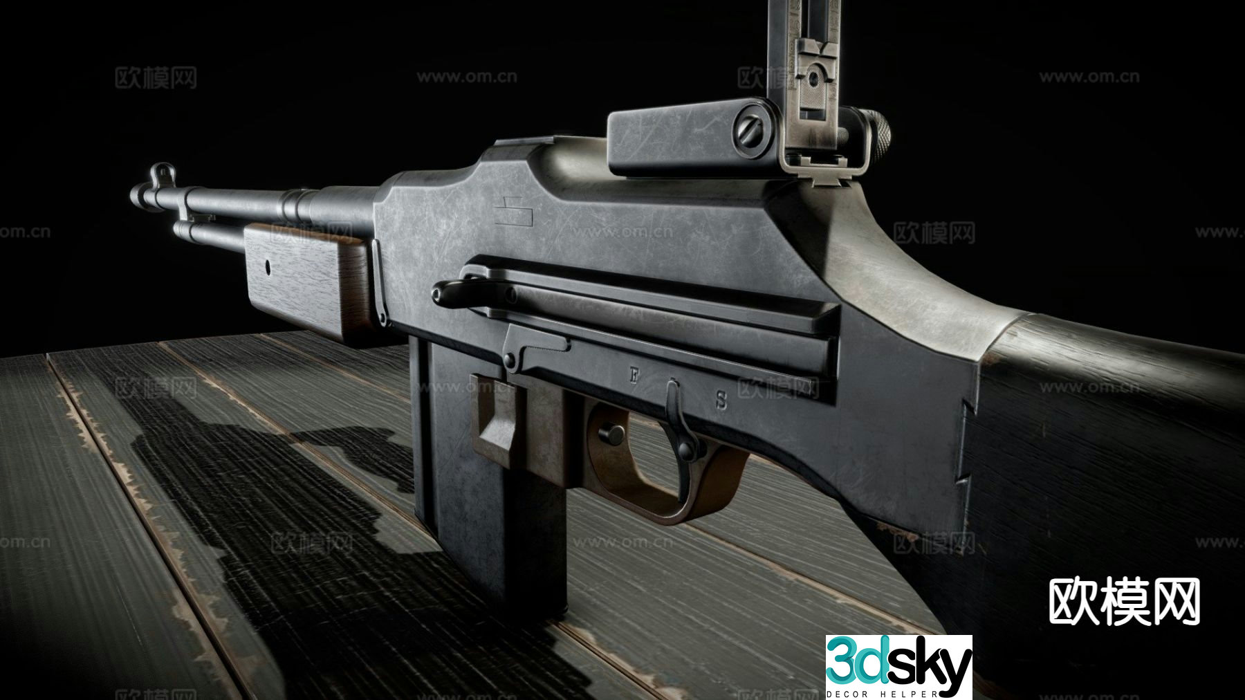 M1918A2 rifle gun firearm weapon 3d model