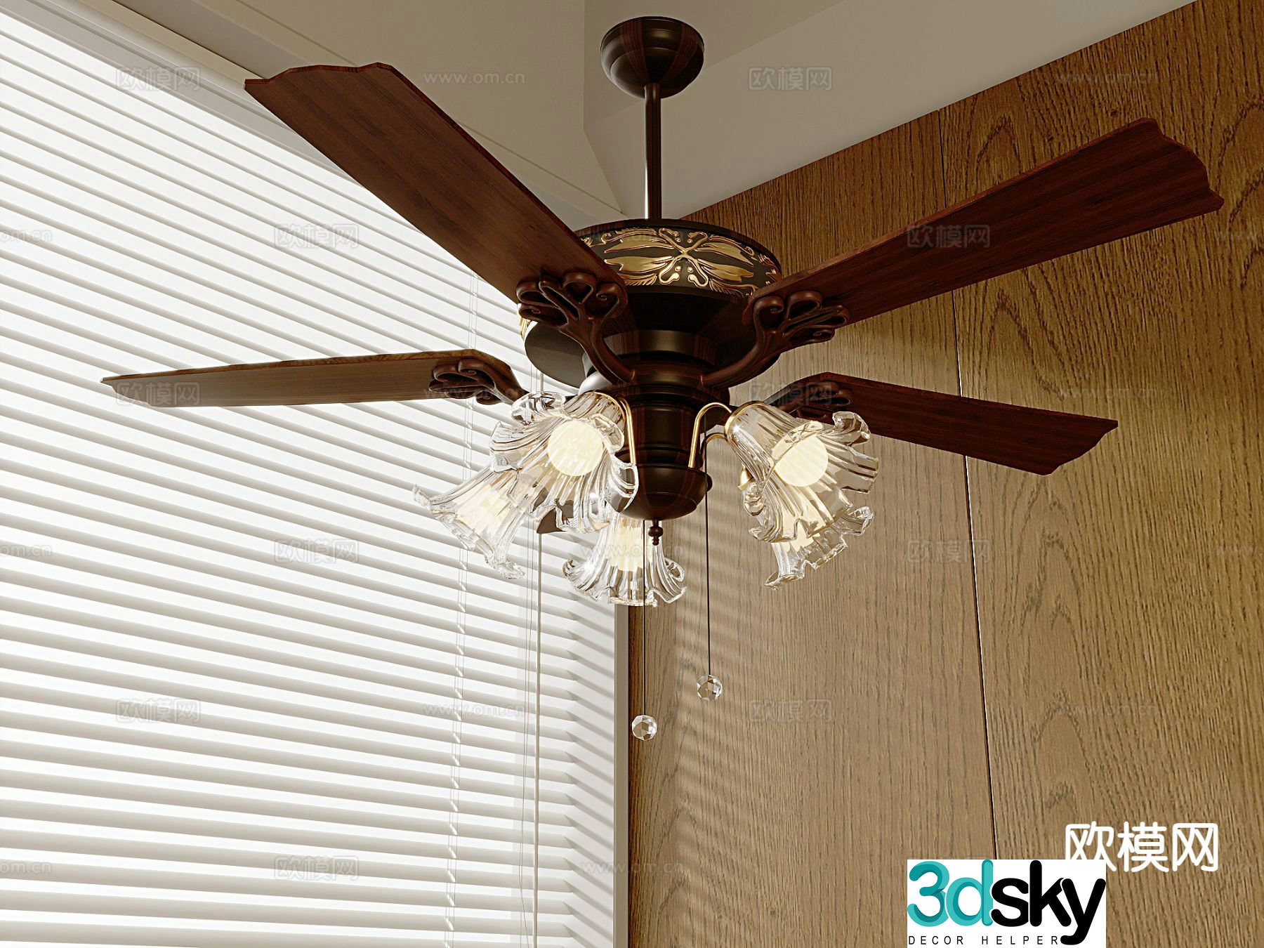 American retro fan light 3d model
