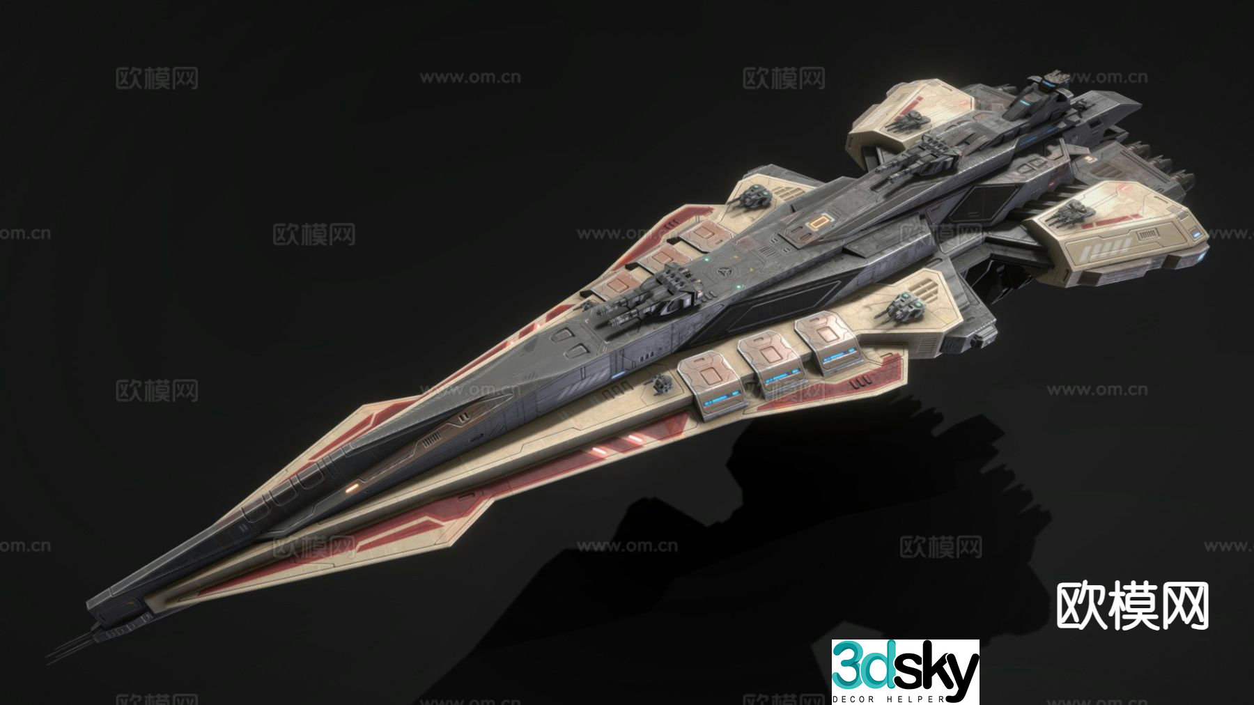 Starship battleship 3d model