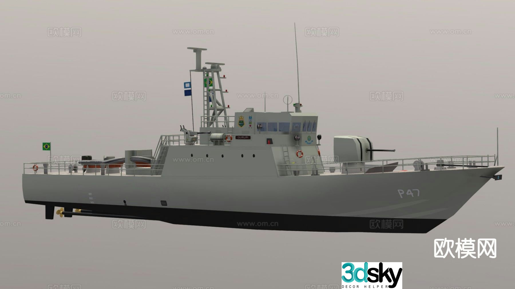 ship warship cruiser destroyer 3d model