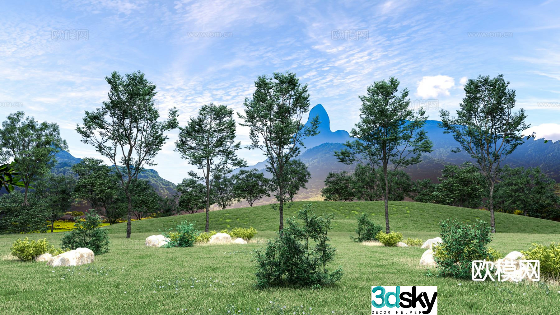 park landscape hillside forest 3d model