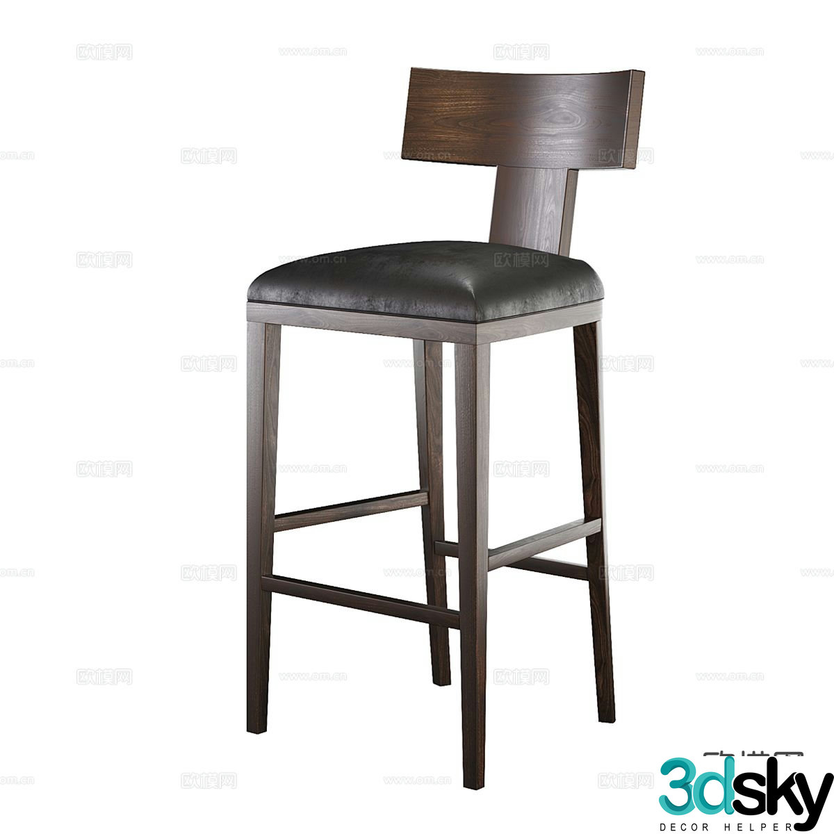 Klismos leather bar chair 3d model