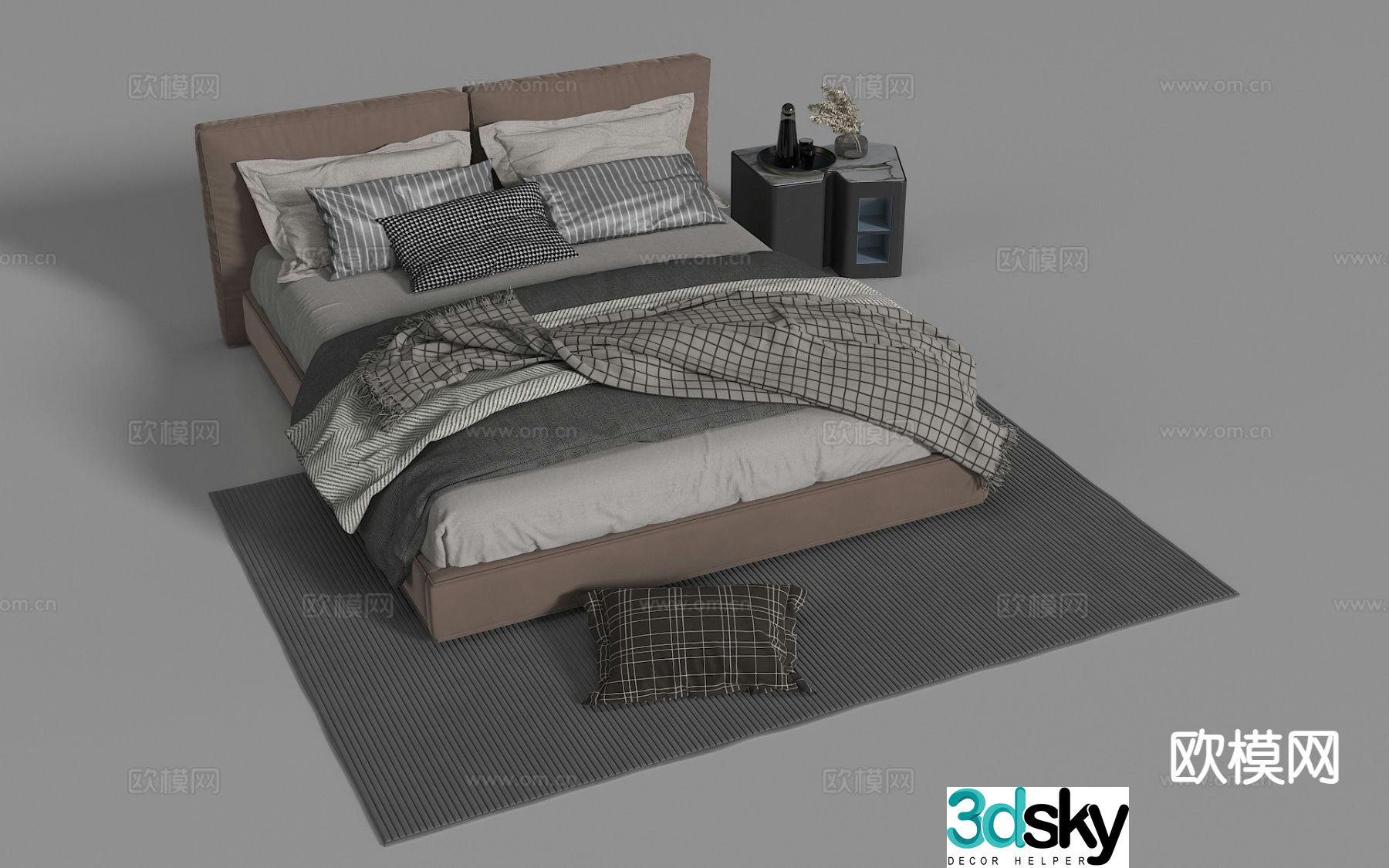 Modern double bed 3d model