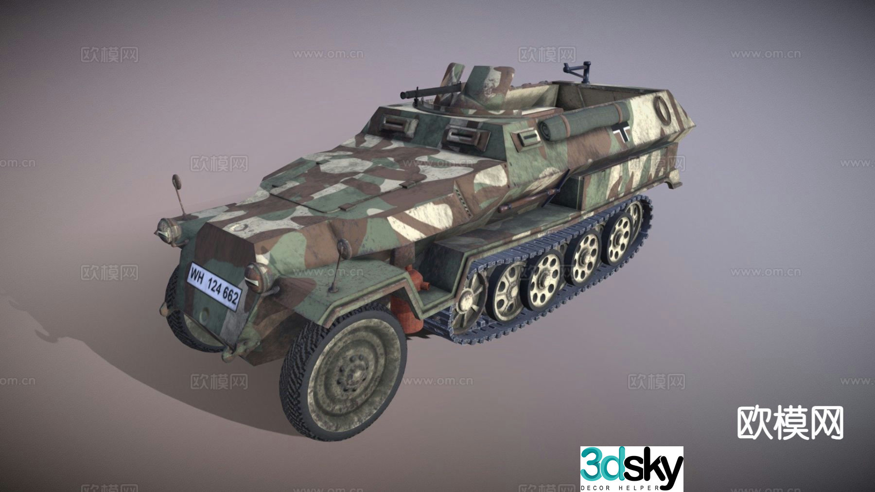 Half track military german truck 3d model