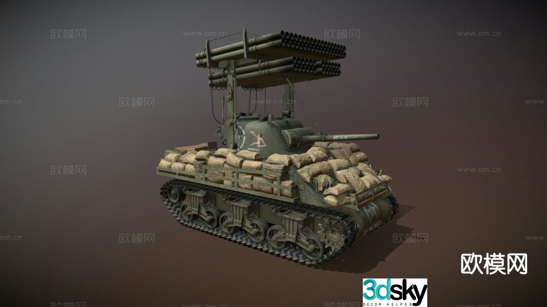M4A3 Calliope tank 3d model