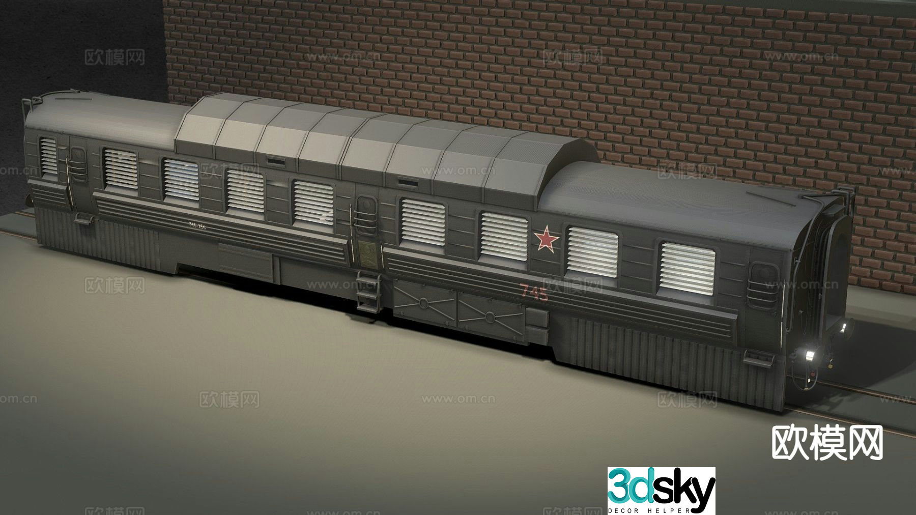 Soviet armored train carriage 3d model