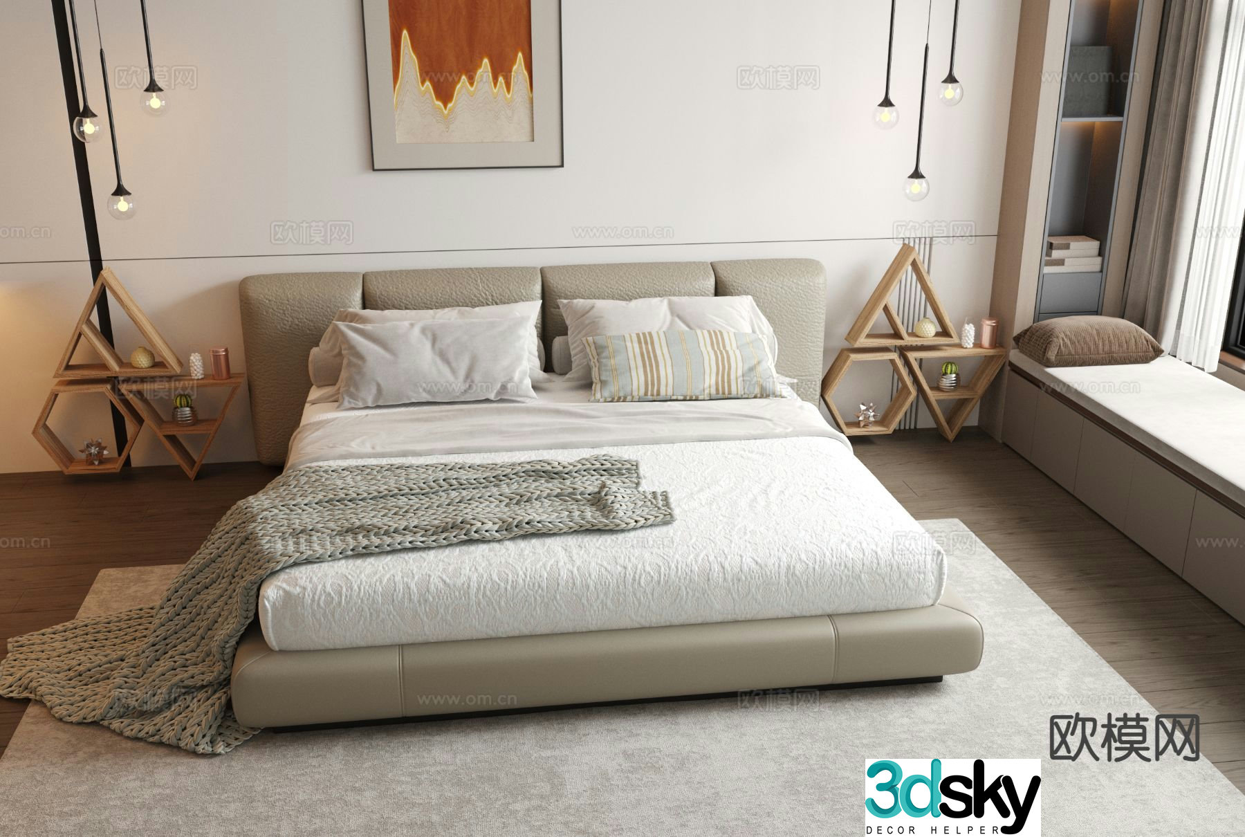Italian double bed 3d model