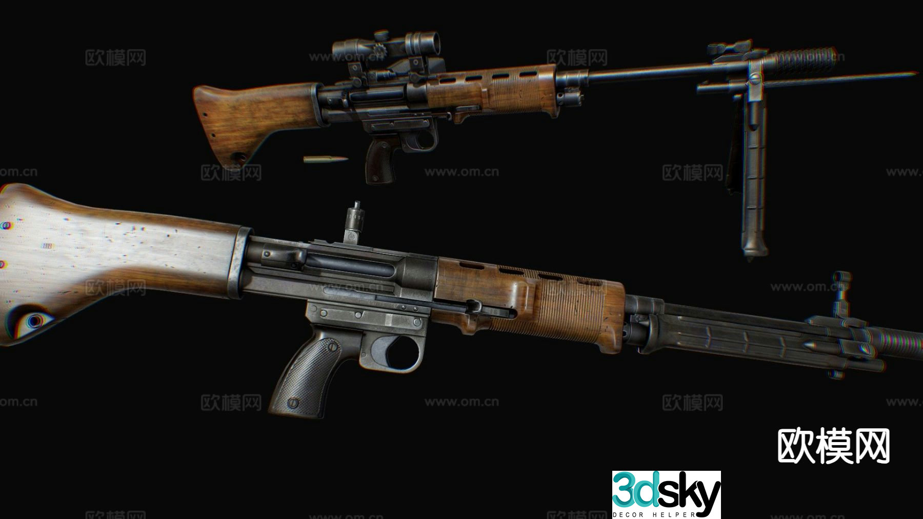 Airborne hunter rifle 3d model