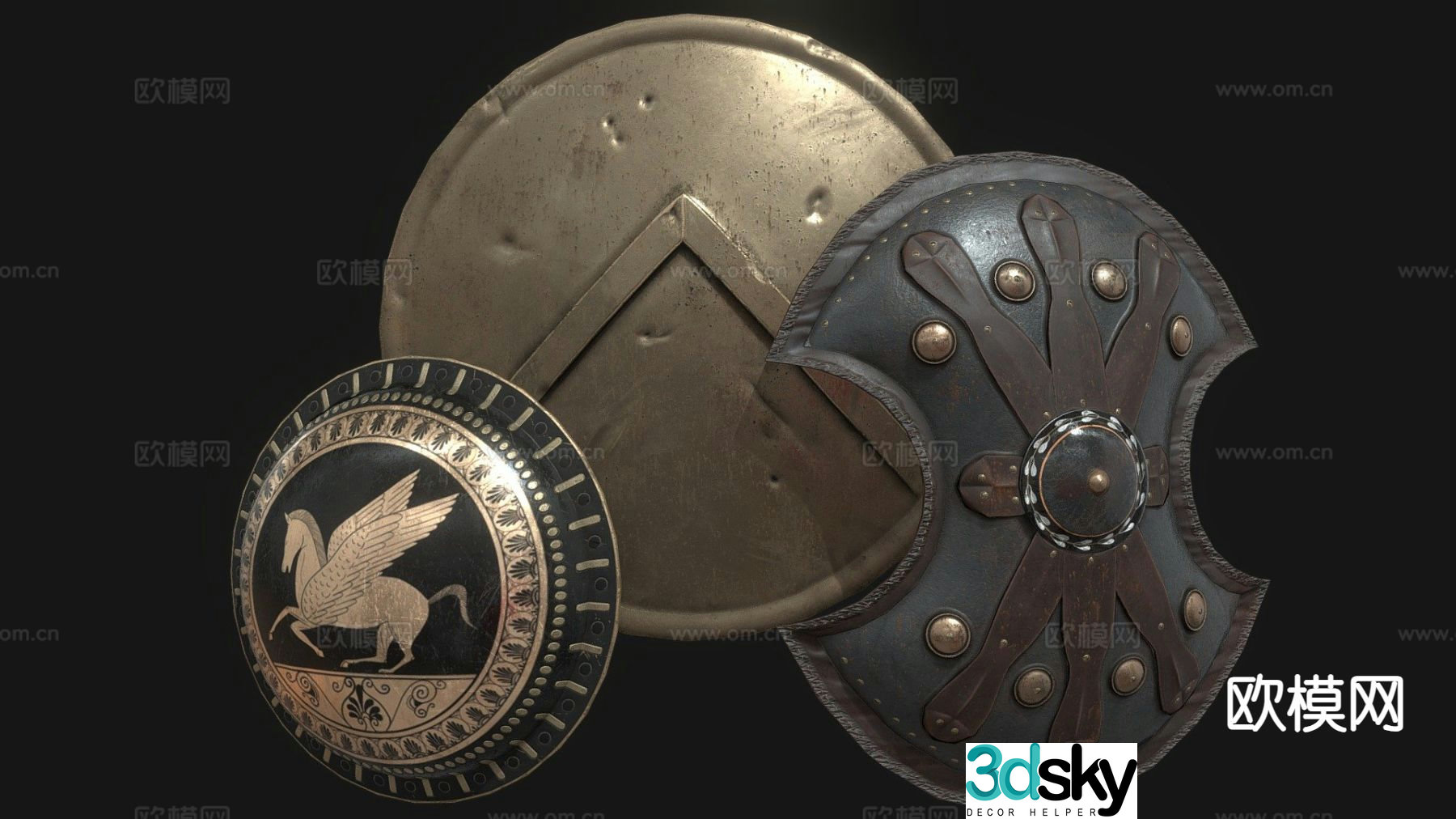 greek shield 3d model