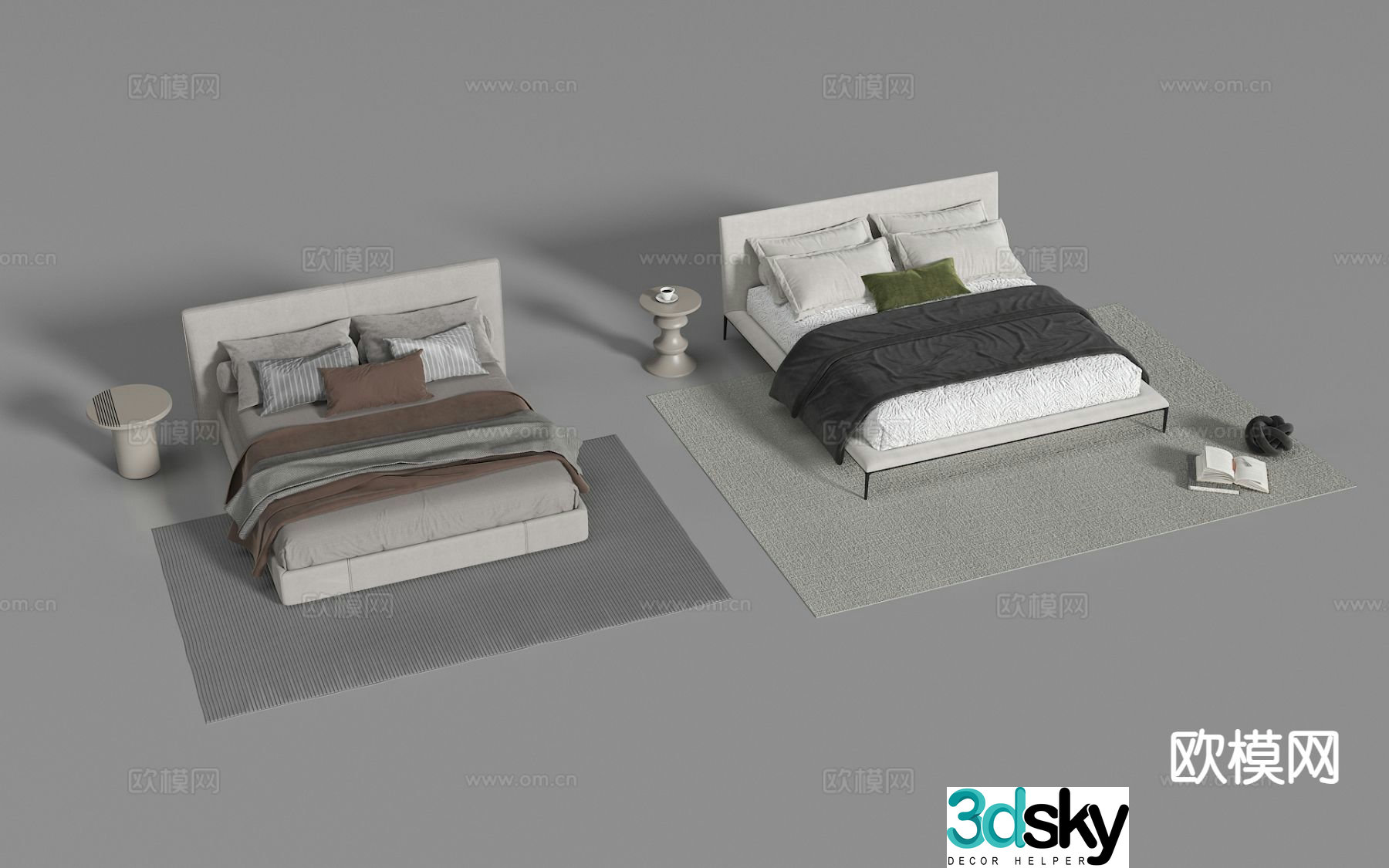 Modern double bed 3d model