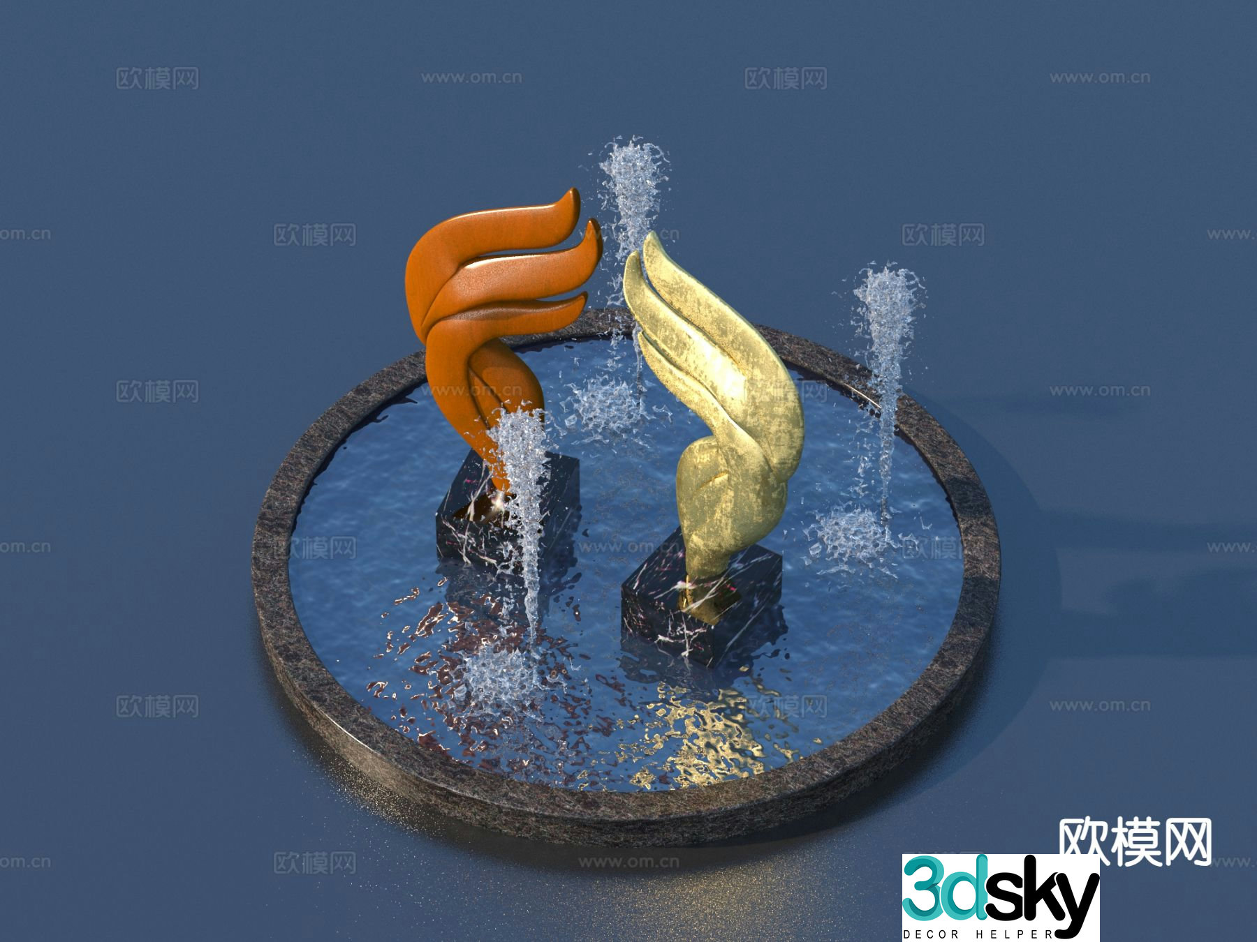 Modern sculpture landscape 3d model