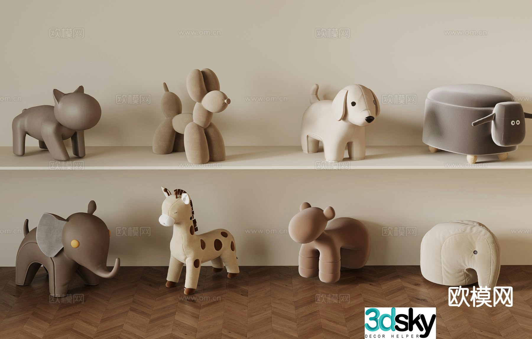 Plush toys dolls animal dolls children’s chair 3d model