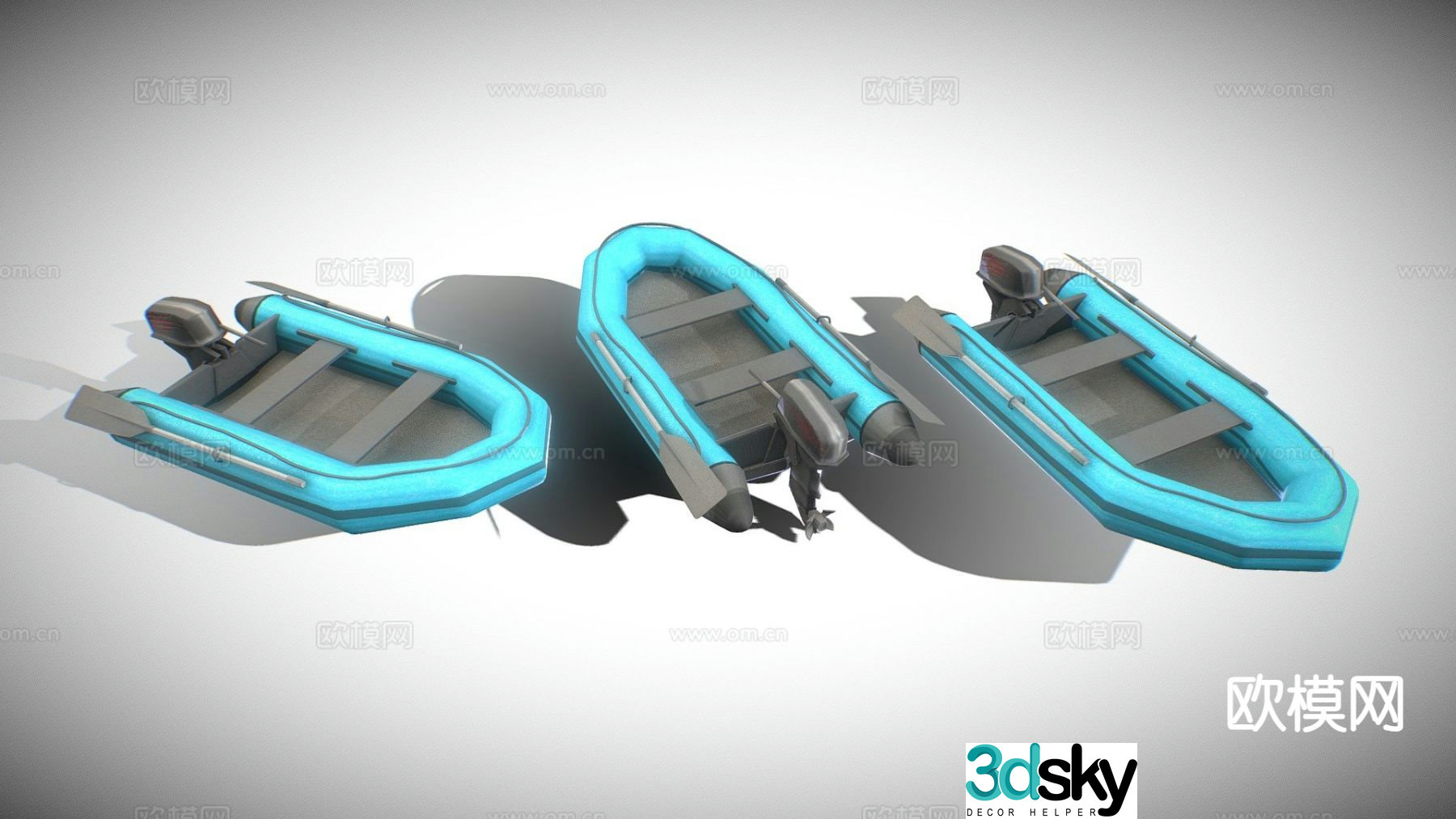 rubber boat lifeboat inflatable boat 3d model
