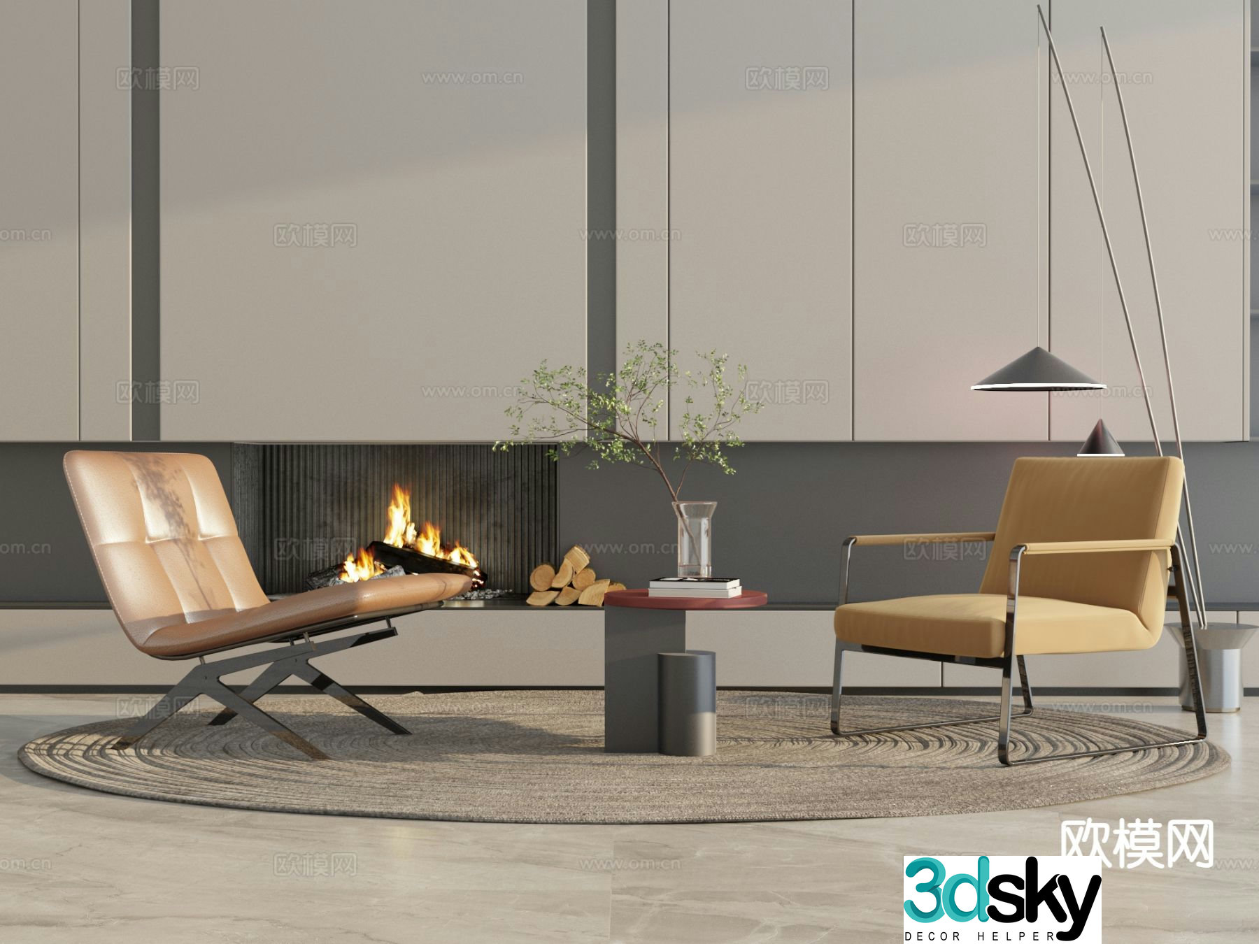 Modern chair leisure chair table 3d model